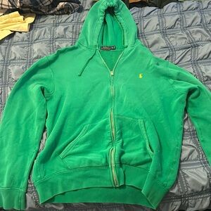 Polo Ralph Lauren Mens Green Zip Hoodie (Size XL)